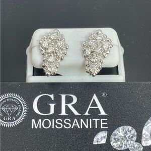 Moissanite screw back nugget earrings silver 925